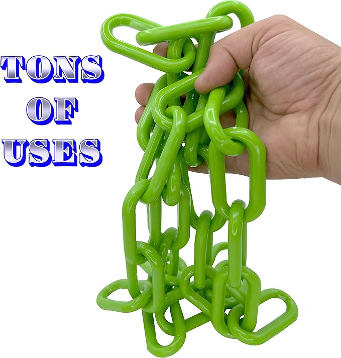 2002 5ft Big Green Plastic Chain - Big Colorful Plastic Chain, Large Chunky Links, Versatile in Uses, Great Fun for Medium to Large Size Pet Birds to Manipulate