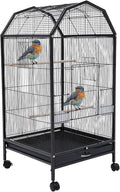Parakeet Bird Cage with Stand, Metal Pet Bird Flight Cages, Large Finch Bird Cage. for Conure Canary Parekette Macaw Finch Cockatoo Budgie Cockatiels Parrot Pet House,Black