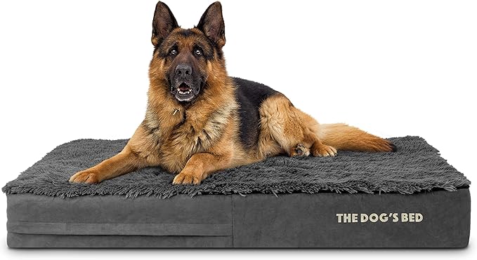 The Dog’s Bed Orthopedic Memory Foam Dog Bed Mattress,Fur Fabric,Grey Fur, XL, 6-Inch