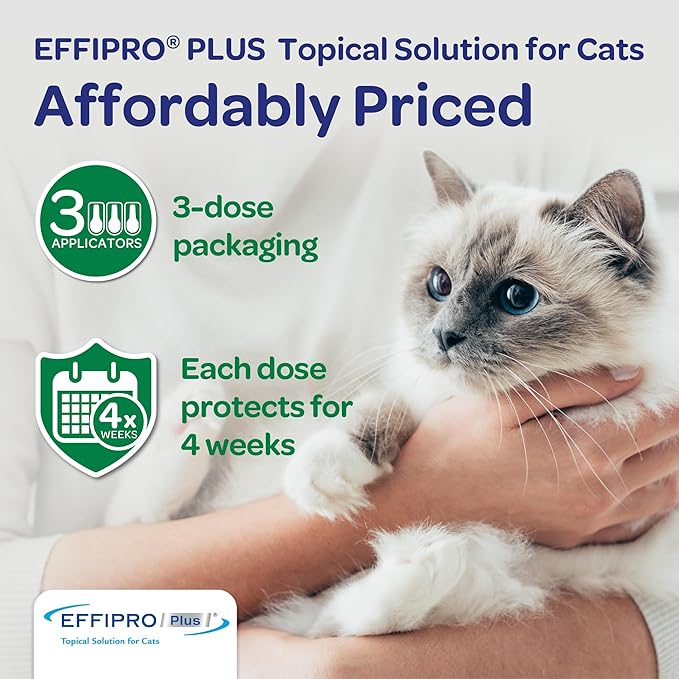 Virbac EFFIPRO Plus Topical Solution for Cats Over 1.5 lbs, 3 Month Supply, Non-Perishable