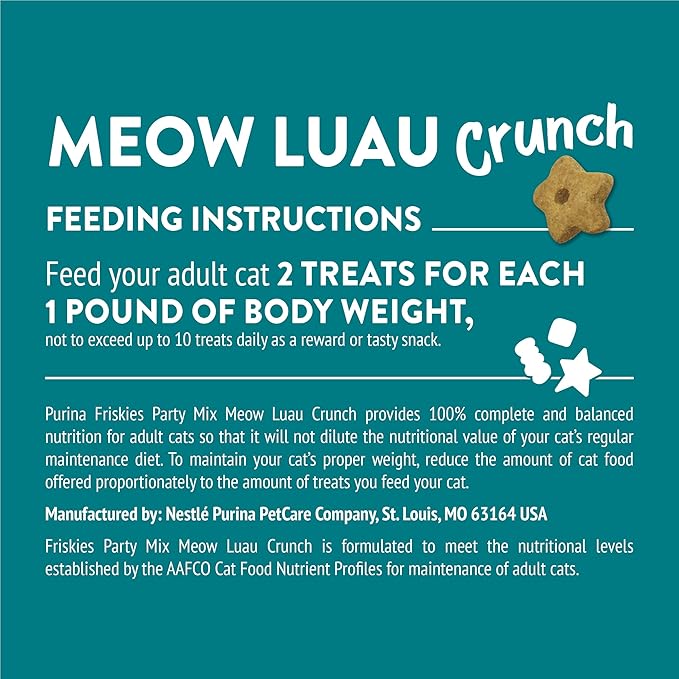 Purina Friskies Cat Treats, Party Mix Meow Luau Crunch - (Pack of 6) 6 oz. Pouches