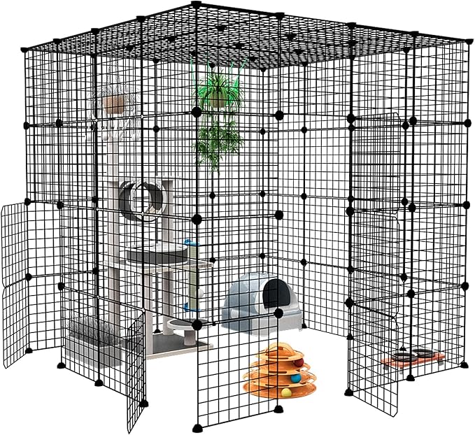 Oneluck 5-Tier Extra Large Cat Cages Indoor, 69 Inch Enclosure, Catio DIY Cat Playpen Detachable Metal Wire Kennels Cat Crate Exercise Place Ideal for 1-4 Cats (Without Platform)