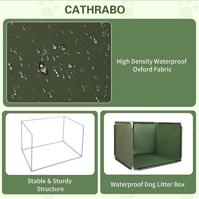 24x17.7x17.7 Dog Pee Pad Holder with High Walls,Waterproof Puppy Litter Box,Foldable Indoor Dog Potty,No Spill Pet Toilet for Small/Medium Puppy, Easy Clean,Army Green