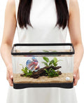 Geelin 2 Gallon Plastic Rectangular Fish Tank, Aquarium for Betta Fish Reptiles Succulents Flower Centerpiece, Shatterproof with Clear Clarity for Home Office Desktop Decors(Black)