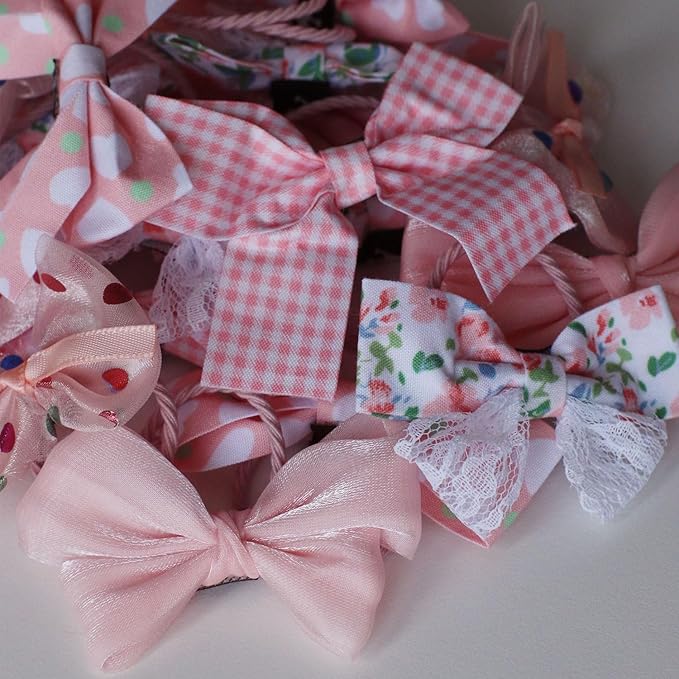 Dog Hair Bows, 20pcs Cute Mixed Styles, Puppy Hair Accessories, Rubber Bands, Handmade for Yorkie, Girl Dogs