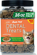 Just Try 16 OZ Dental Health Treats for Cats - Advanced Kelp Clean Teeth & Fresh Breath - Reduce Plaque & Tartar - Chicken Flavored Chews