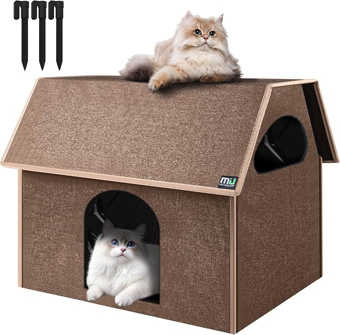 MIU Color Outdoor Cat House, Extra Large Weatherproof Cat Houses for Outdoor Cats, Insulated Feral Cat Shelter, Big Cat Bed, 20.5" x 17.5" x 16.6"