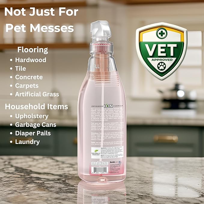 ION Fusion Cat Urine Odor Eliminator for Strong Odor, Dissolve Odors on Molecular Basis, Cat Litter Deodorizer Odor Absorber, Pet Stain Remover, Patent Refill Pod, Non-Enzymatic Formula, 32oz + Refill