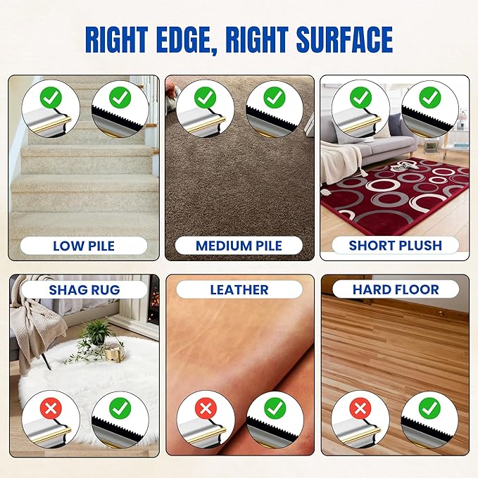2025 Dual-Edge Carpet Rake for Pet Hair Removal & Fluffing Matted Carpet – 61" Adjustable Handle, Deep Clean Dog & Cat Hair Remover, Reusable Scraper for Rugs, Low Pile Carpet, Couch & Stairs