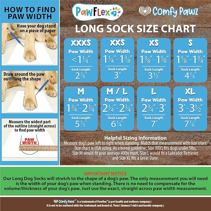 Medical First-Aid Double Sided Anti-Slip Cotton Dog Socks | PawFlex Comfy Pawz Silicone Nonslip at Inner Cuff for No Twisting or Sliding Off | Pet Paw Protection |Wound Care | Traction Control