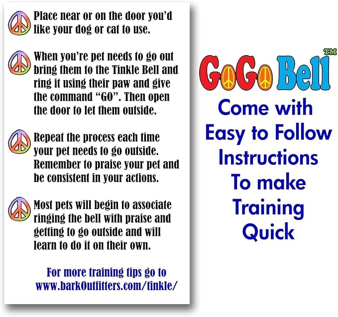 GoGo Bell Dog Doorbell for Housebreaking/Housetraining Door Bell/Potty Training Your Poochie to Let You Know When they Need to Tinkle (White, Qty 1)