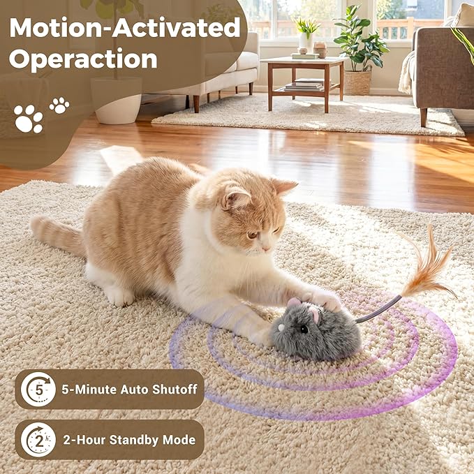 Cat Toys for Indoor Cats,4-Direction Remote Control Cat Toy 2026 Newly Upgraded Interactive Cat Toy Mouse with Detachable Tires Stuffed Mouse Gifts for Cats