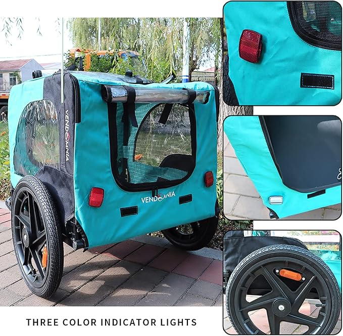2-in-1 Dog Bike Trailer & Pet Carrier with Quick-Release Wheels, Foldable Steel Frame & Non-Slip Floor, 88 lbs Capacity for Medium/Small Dogs, Compatible with 20"-29" Bicycles