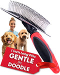 Dog Slicker Brush - Large - Protective Ball Tipped Pins Massages Pet Skin - Professional Groomer Dog Brush for Goldendoodle - Golden Retriever Brush (Large Size)