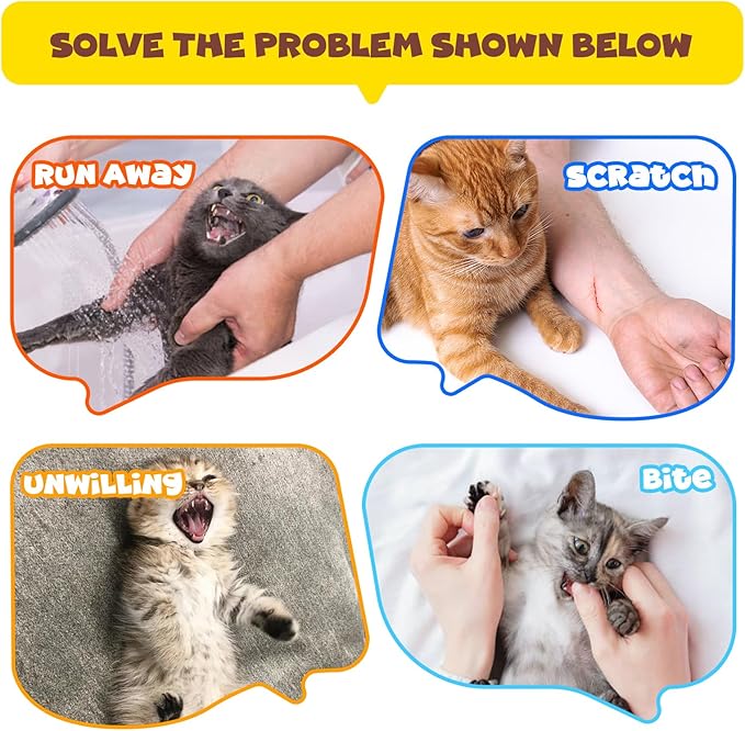 Cinf Cat Bathing Bag(Free Muzzle) Breathable Mesh Anti Scratch Adjustable Cat Grooming Bag for Nail Trimming, Bathing Soft Cat Washing Bag(Yellow) L