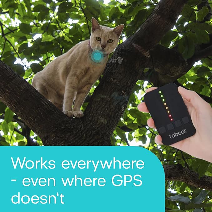 Tabcat V2 Cat & Kitten Tracker - No Monthly Subscription Fee | 4 Lightweight Homing Tags, Cases & Tracking Handset | More Accurate Than GPS | Track 4 Cats Indoors & Outdoors to 1" & 500 ft Range