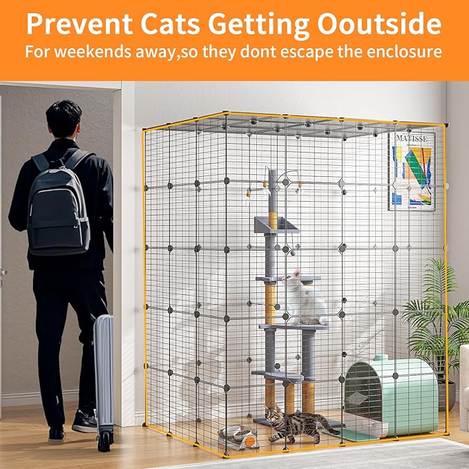 Oneluck 5-Tier Extra Large Cat Cages Indoor, 69 Inch Enclosure, Catio DIY Cat Playpen Detachable Metal Wire Kennels Cat Crate Exercise Place Ideal for 1-4 Cats