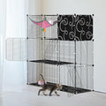 3-Tier Cat Cage, Indoor Cat Enclosures with Hammock Toy Bal Ladders, DIY Cat Playpen Detachable Metal Wire Kennels Kitten Crate Cats House Large Exercise Place for 1-2 Cats/Kitten, 42"x14"x42"