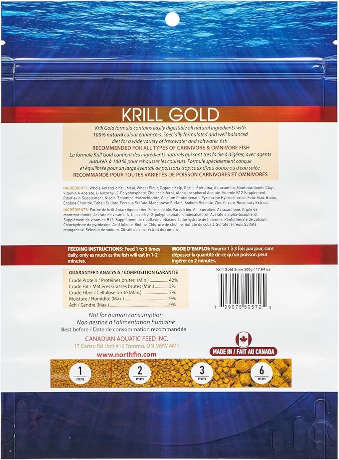 Northfin Fish Food Krill Formula Slow Sinking Pellets (2mm 500g)