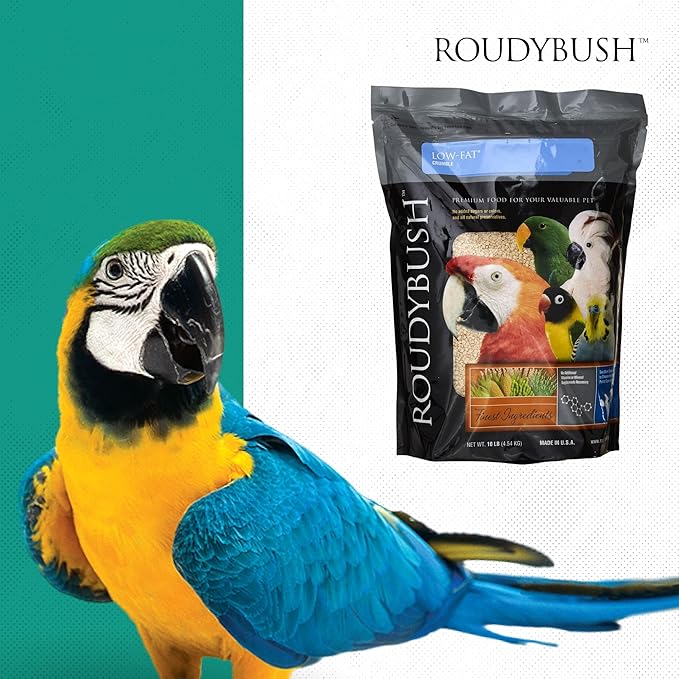 RoudyBush Low Fat Food for Adult Birds & Chicks - Scientifically Formulated Bird Feed, Bird Food Pellets w/Corn, Wheat, Soy & More - Nutritious & Healthy Feed for Birds (Crumble, 10lb)