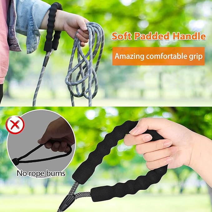 NTR 100FT Leash for Large Breed Dog, Long Leash with Swivel Lockable Hook, Padded Handle and Highly Reflective Thread, Pet Lead for Walking, Hunting,Camping, Backyard for Small Medium Large Dog