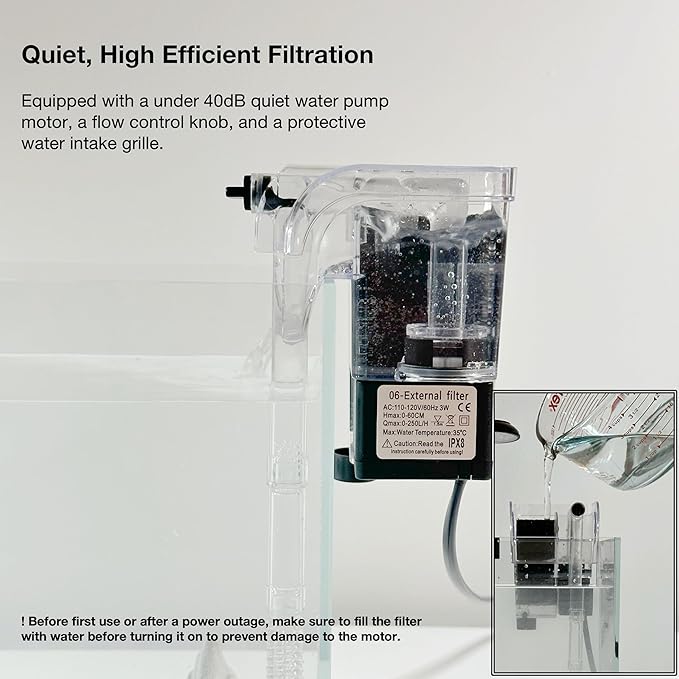 Nano Aquarium Kit 2.2 Gallon, Rimless Glass Betta Fish Tank with Filter & LED Light, 12" x 6" x 8" Small Desktop Fish Tank for Home Office
