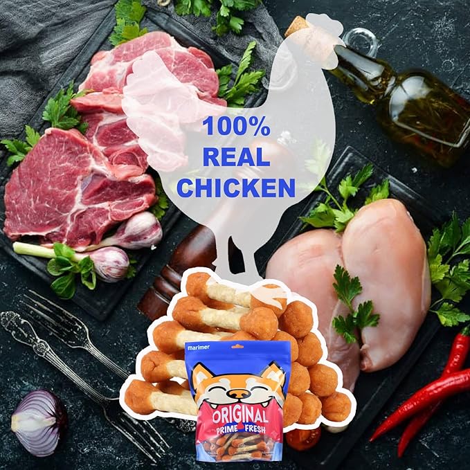 Beef Hide Chicken Dumbbells for Dogs, 25 oz (720g) – Bone-Shaped Rawhide Chews Wrapped with Real Chicken Breast, High-Protein Low-Fat, Dental Chews for Long-Lasting Chewing Fun