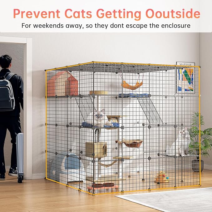Oneluck 5-Tier Extra Large Cat Cages Indoor, 69 Inch Enclosure, Catio DIY Cat Playpen Detachable Metal Wire Kennels Cat Crate Exercise Place Ideal for 1-4 Cats (Without Platform)