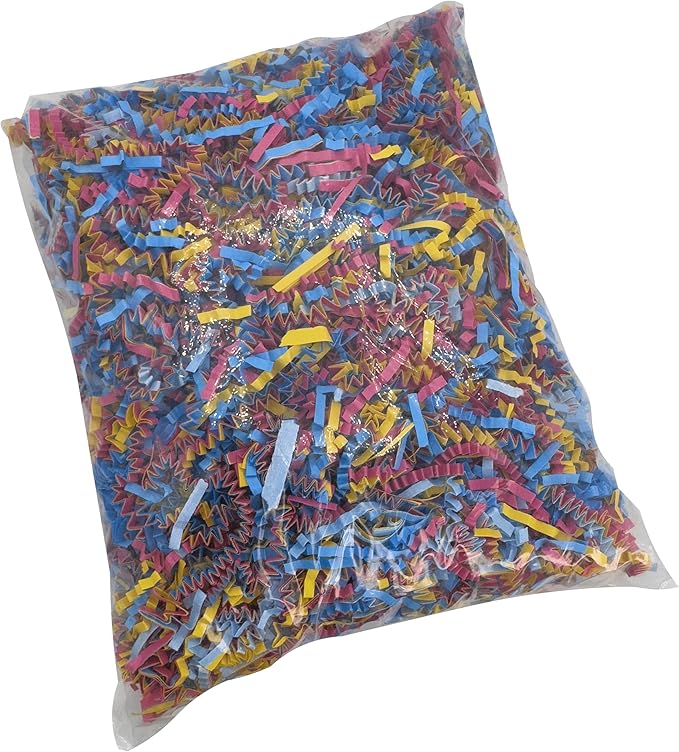 1654 Rainbow Shred Paper - Crinkle Paper Filler & Birdy Nesting Material. Colorful Shredding Toys for Birds, Parrots, Parakeets & Cockatiels. Safe Cage Accessories & Foraging Toys for Pets