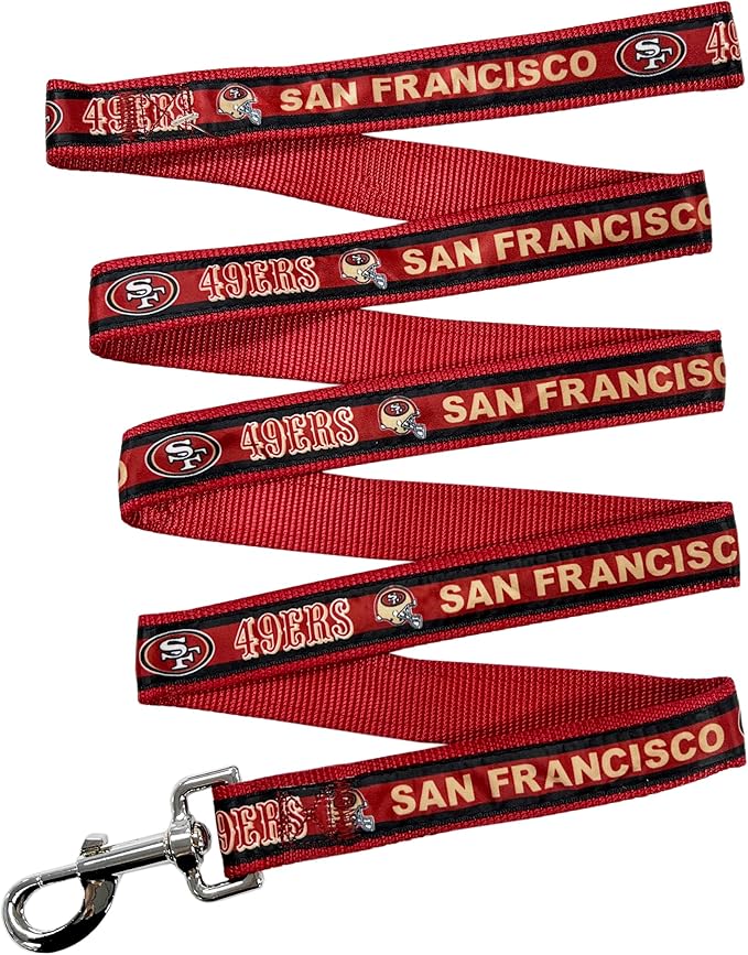 NFL PET San Francisco 49ers Dog Leash, Large Football Team Leash for Dogs & Cats - Shiny & Colorful, Licensed by The NFL
