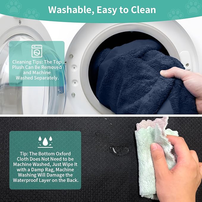 COSHNIBI Dog Bed Covers Replacement Washable,Waterproof Bed Covers Soft Plush Replacement with Zipper & Removable for Dog/Cat 30''Lx20''Wx4''H-Navy Blue