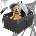YEEGO DIRECT Dog Bike Basket for Rear Rack, 2-in-1 Pet Carrier & Cargo Basket, Detachable Dog Carrier for Bicycle with Safety Leash, Fits Small Medium Dogs Cats up to 25 LBS, Basket Patented Design
