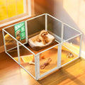 FXW AuraSpace Pro Metal & Acrylic Indoor Dog Playpen, All-Acrylic Clear Heavy-Duty Design, 24" Height 8 Panels for Puppies & Small Dogs, White│Patented