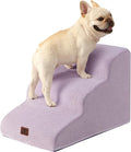EHEYCIGA Curved Dog Stairs Ramp for Small Dogs 15.7" H, 3-Step Dog Steps for Couch Sofa and Chair, Pet Stairs for Cats, Non-Slip Balanced Pet Steps Indoor, Lilac