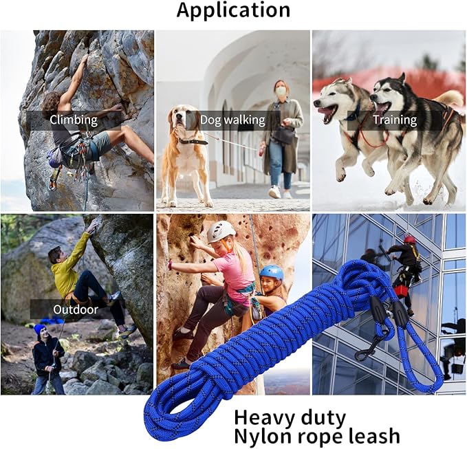 Long Dog Leash for Training 15Ft-Reflective Nylon Rope with Swivel Hook-Recall Agility Lead for Large Small Medium Dogs Outside Walking Hiking-Royal Blue Diam 1/2"