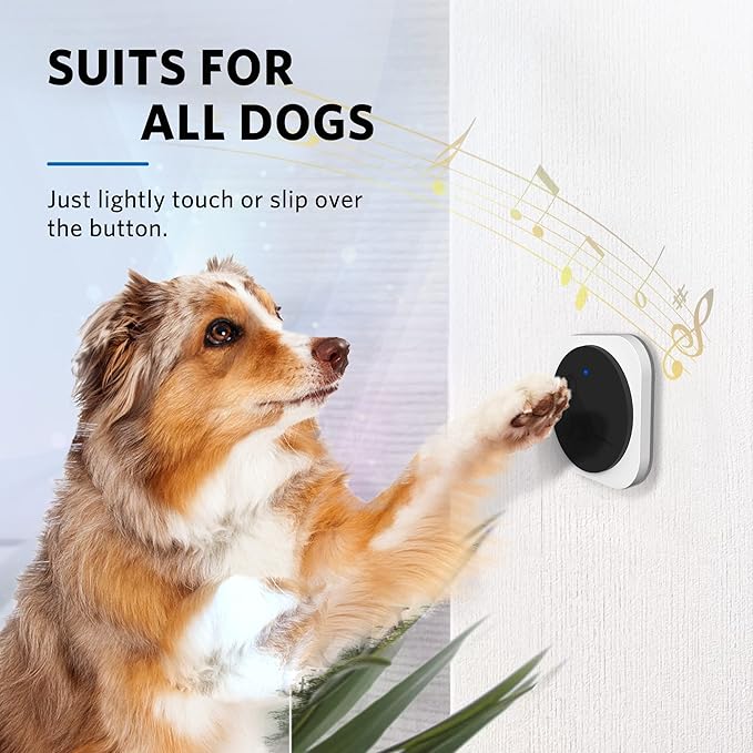 Dog Door Bell for Potty Training, Wireless Doggie Doorbell to Go Outside, Operating at 1000 Feet with Super-Light Touch Button, CD Quality Sound & 4 Notification Modes