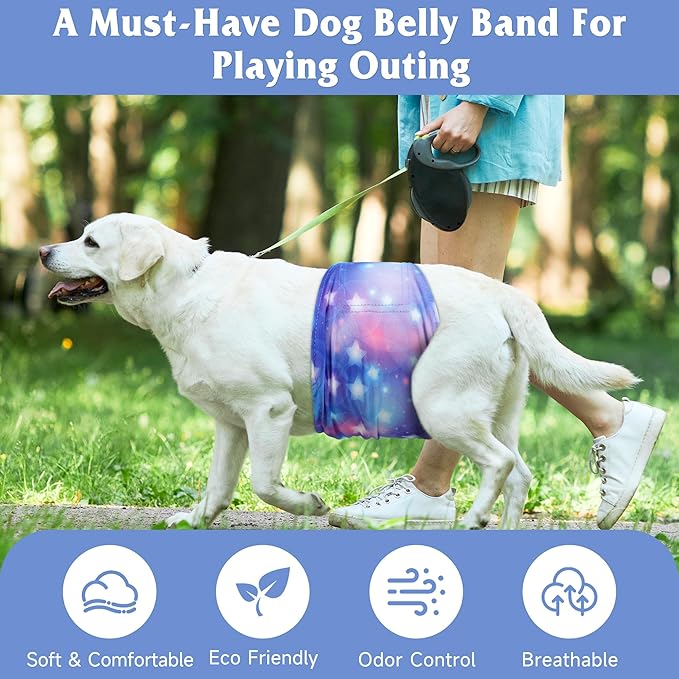 5 Pack Dog Diapers Male Reusable, Premium Belly Bands for Dogs, High Absorbing Male Dog Pee Wraps for Doggie in Incontinence or Excitable Urination Galaxy S