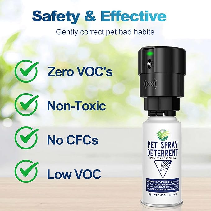 Cat Deterrent Spray Refill, Pet Spray Deterrent System, Motion Activated Cat System, Cat & Dog Odorless & Indoor, Up to 3 Feet Away, Pet Deterrent Spray Refill 3 Pack 11.67Oz
