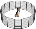 SunsGrove Dog Playpen Outdoor, Heavy Duty 45 Inch 16 Panels Dog Playpen for Large Dogs, Free and Safe Play Dog Fence Indoor, Black