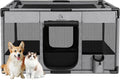 Dog Playpen,Fabric Fence, Portable Soft Cat Kennel Crate,Breathable Exercise Puppy Pen,PVC Pipe Frame,Indoor Outdoor Cage for Medium Animals Under 50 Ibs with Carrying Case(Grey L)
