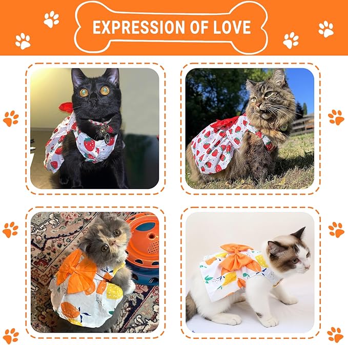 TAPBULL Dog Dresses, Fashionable Pet Dog Clothes, Cute Cat Birthday Dress Outfit (Orange/Red/Yellow/Blue/Pink 5-Pack), XX-Large