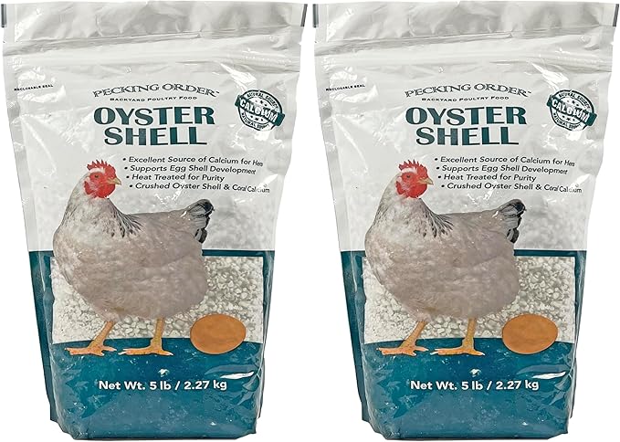 Pecking Order Oyster Shell, Calcium Supplement, Laying Hens | Strong Egg Shells | 5 LB | Pack of 2