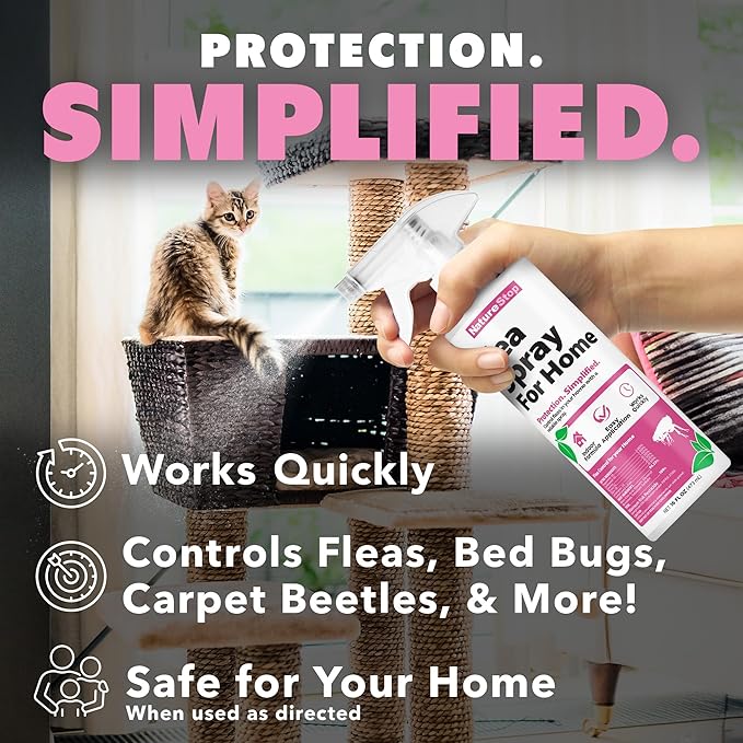 Flea Spray for Home, Fast-Acting Flea Killer for Carpets, Furniture & Pet Bedding, 16 oz (475mL)
