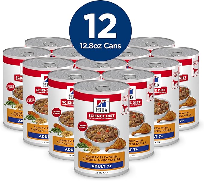 Hill's Science Diet Adult 7+ Wet Dog Food, Chicken & Vegetables, 12.8 oz. Cans, 12-Pack