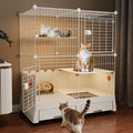 Oneluck Cat Cage Indoor On Wheels,Cat Kennel with Litter Box,35.5" L x 21.6" W x 44.4" H,Ideal for 1-3 Cats