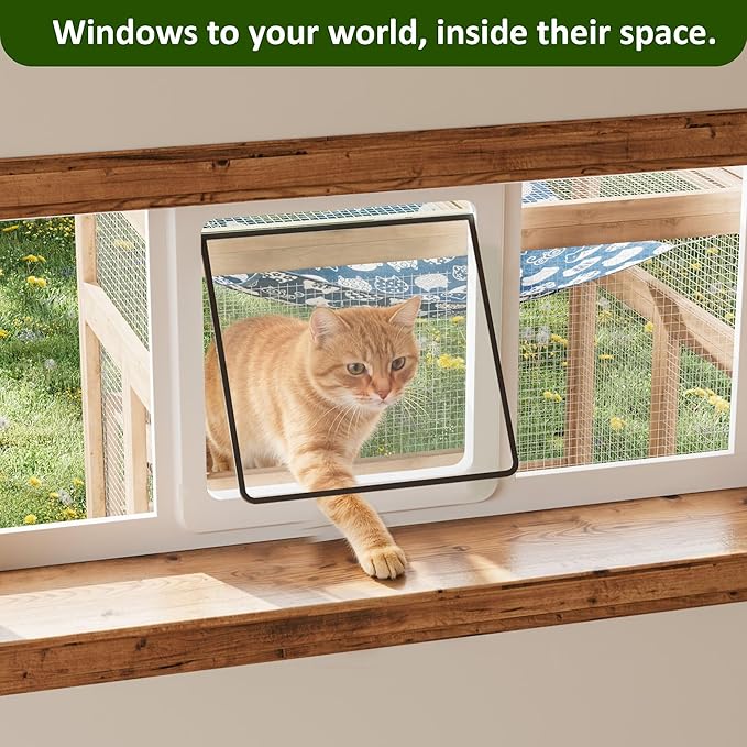 64 Inch Catio Outdoor Cat Enclosure, Large Cat House for Outdoor Cats with Updated Framework Structure, Outside Cat Patio Cattery Weatherproof for Multiple Cats, Grey