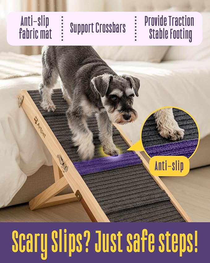 Dog Ramp for Small Dogs for Couch & Bed, Dachshund Joint Care Ramp,Foldable, Anti-Slip, Portable, Height Adjustable, Supports Up to 35 lbs