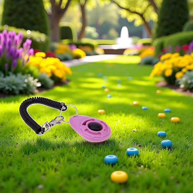 1pc Pink Clicker Easy to Use with Button Dog Training Accessories Strong and Long-Lasting,Training and Behavior Aids