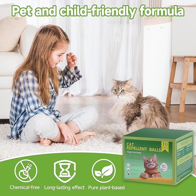 10 Pack Cat Deterrent Outdoor, Natural Peppermint Oil Cat Deterrent Outdoor Indoor, Peppermint Oil Formula to Help Discourage Cats from Gardens, Furniture & Lawns