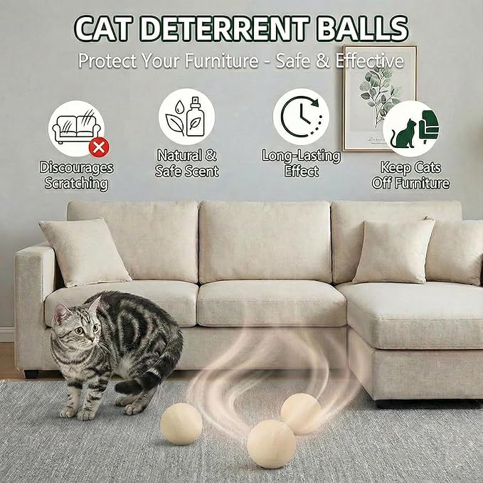 10Pack Cat Repellent Outdoor & Indoor, Natural Peppermint Oil Cat Deterrent Balls Outdoor Indoor Keep Cats Off Yard Garden Lawn Plants and Chew-White